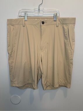 Infinity Men's 36 Performance Shorts Linearflex Tan Khaki Golf Active Stretch 8”